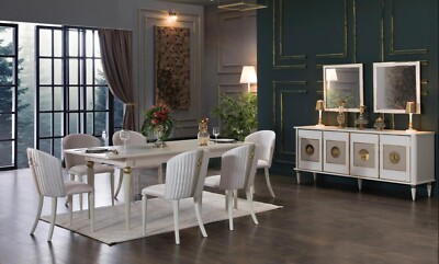 Mistral Modern Dining Room Set, total of 9 Pieces