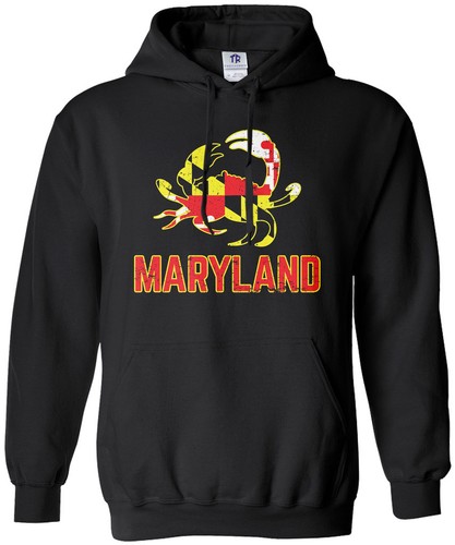 Sudadera con capucha unisex con capucha emblema de cangrejo bandera del estado de Maryland símbolo azul - Imagen 1 de 10