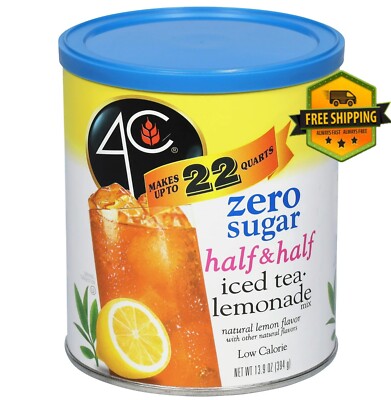 4C Zero Sugar Half & Half Iced Tea & Lemonade Mix, 13.9 oz Canister