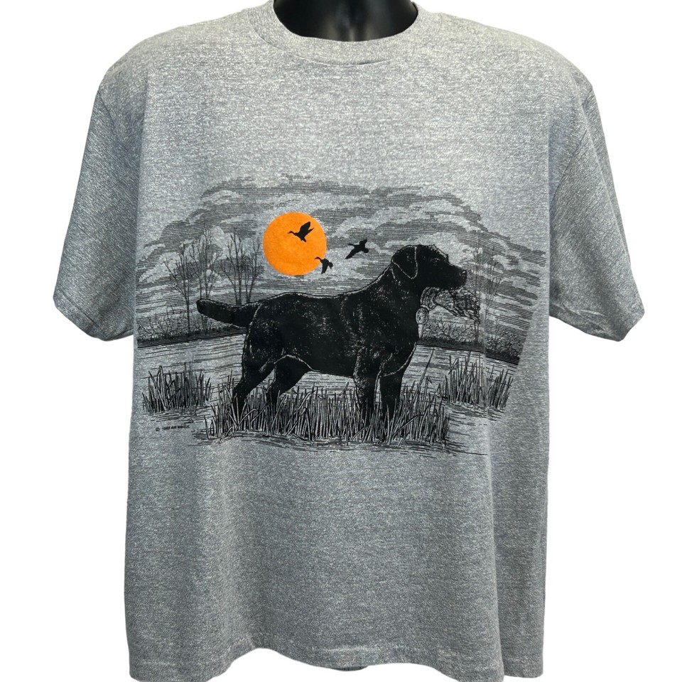 Black Labrador Hunting Dog T Shirt XLarge Vintage 80s Duck Waterfowl