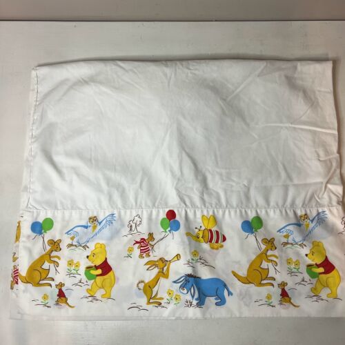 VTG Winnie the Pooh Disney Crib Toddler Bed Sheet Fitted End Sears 70s 80s - Picture 2 of 5