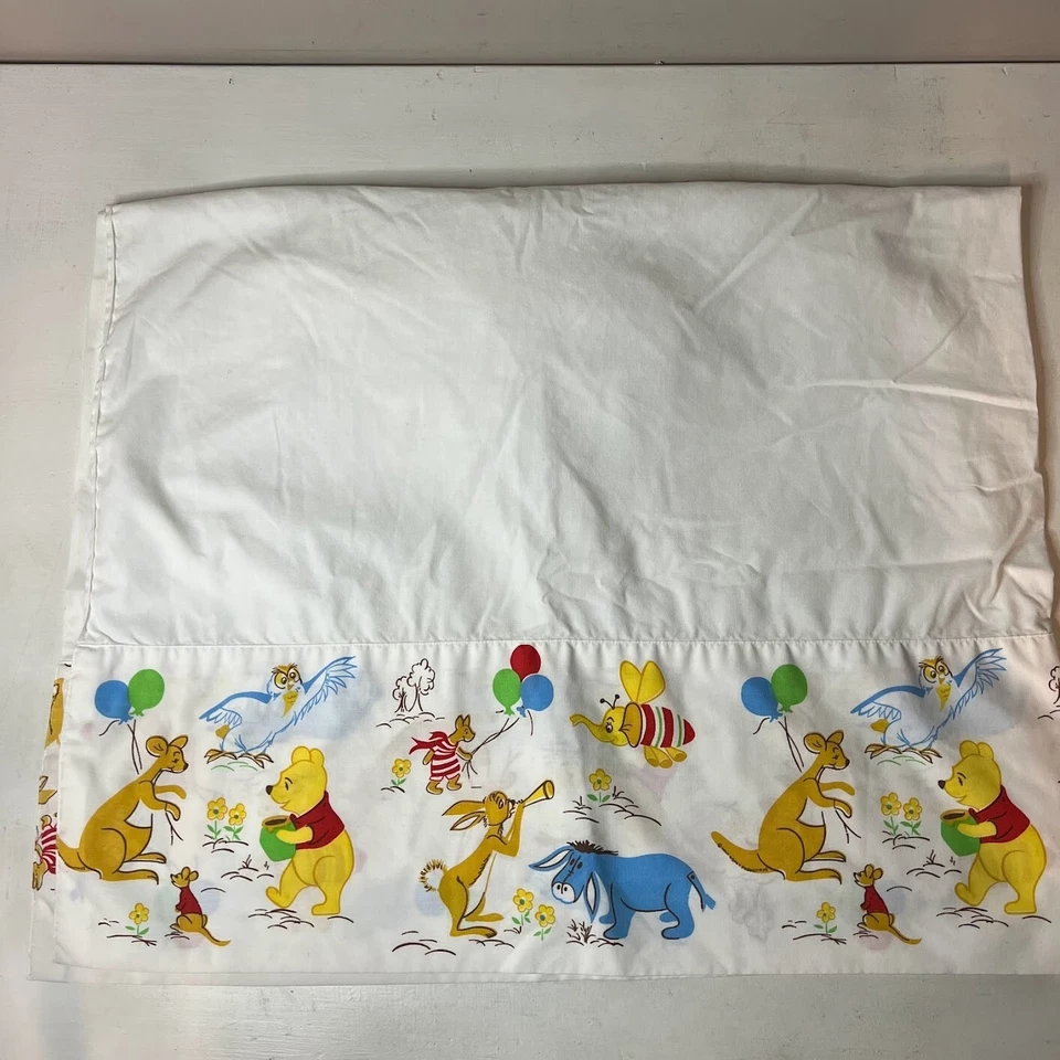 Sábana bajera de colección Winnie the Pooh Disney cuna niño pequeño extremo ajustable Sears años 70 80 Foto 2 de 4