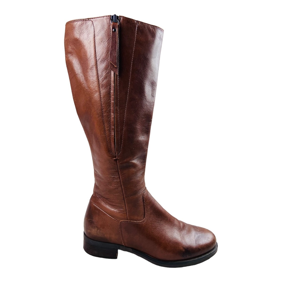 ECCO Women's Brown 'Adel' Tall Side Zip Knee High Riding Leather