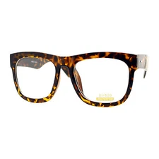 Tortoise Oversized Square Glasses Thick Horn Rim Clear Lens Frame