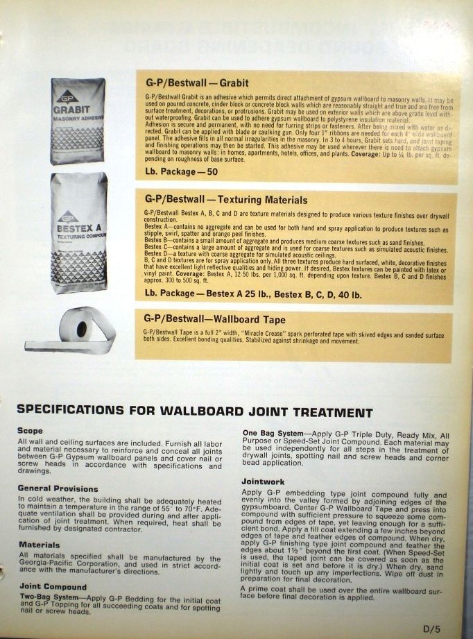 Pacific Catalog ASBESTOS Joint Compound VERMICULITE Gypsum