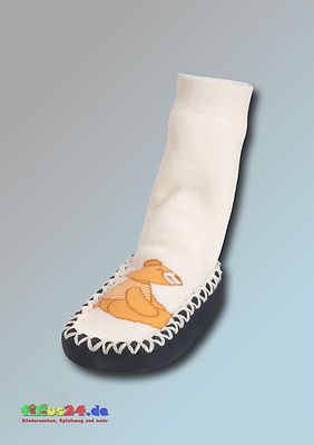 Playshoes Hüttenschuh House Shoe IN White With Motif Bear Little Size 17 To 30