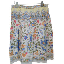 Talbots Skirt Womens 8 Floral Pastel Paisley Cotton Print Fully Lined Colorful