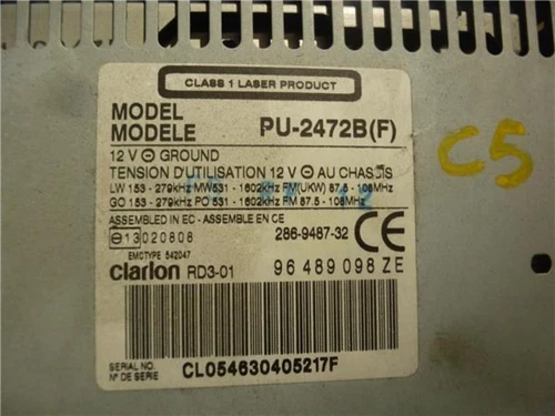 96489098ze Sistema Audio/Radio Cd para CITROEN C5 BERLINA 2003 99690 - Imagen 2 de 2