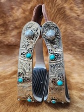 NEW HEARTS AND TURQUOISE ALUMINUM BARREL RACING STIRRUPS