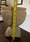 Heavy Footed Pedestal Flower Pot Planter Ceramic Aged Patina Fluted Ribbed Sides — photo 2