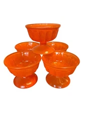 Federal Glass Frosted Orange Glass Dessert Sherbet Set of 5  
