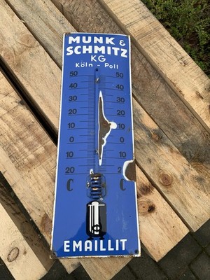 Munk & Schmitz Köln Poll Emallieschild Thermometer 50er Jahre Vintage Reklame