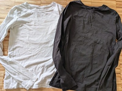 2x Basic H&M Langarm Shirts Mädchen Junge neutral 146/152 schwarz Weiß