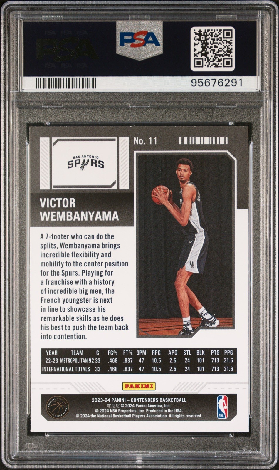 2023 CONTENDERS VICTOR WEMBANYAMA #11 PSA 10 view 2