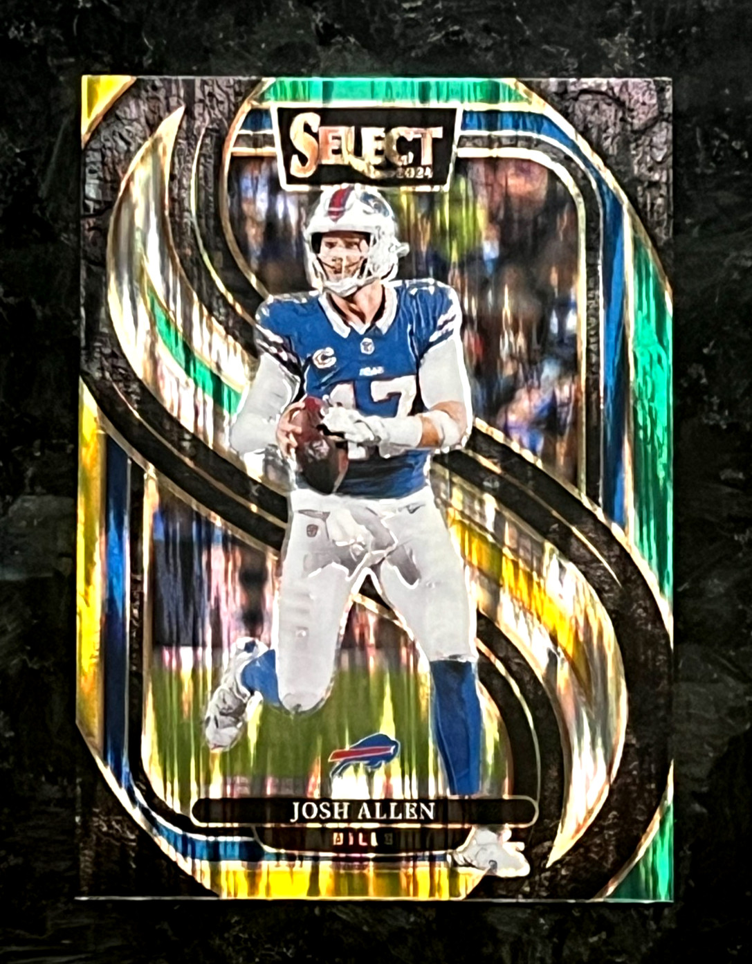 Josh Allen 2024 Panini Select Green Yellow Shock Prizm Buffalo Bills #122