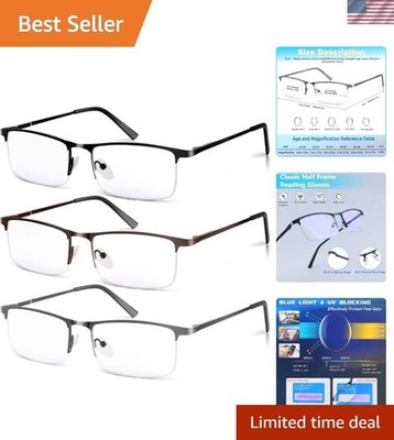 Rectangular Blue Light Blocking Eyeglasses for Men - 3 Different Colors Included