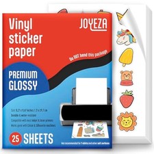Joyeza Premium Printable Vinyl Sticker Paper For Inkjet Printer 25 Sheets Gloss