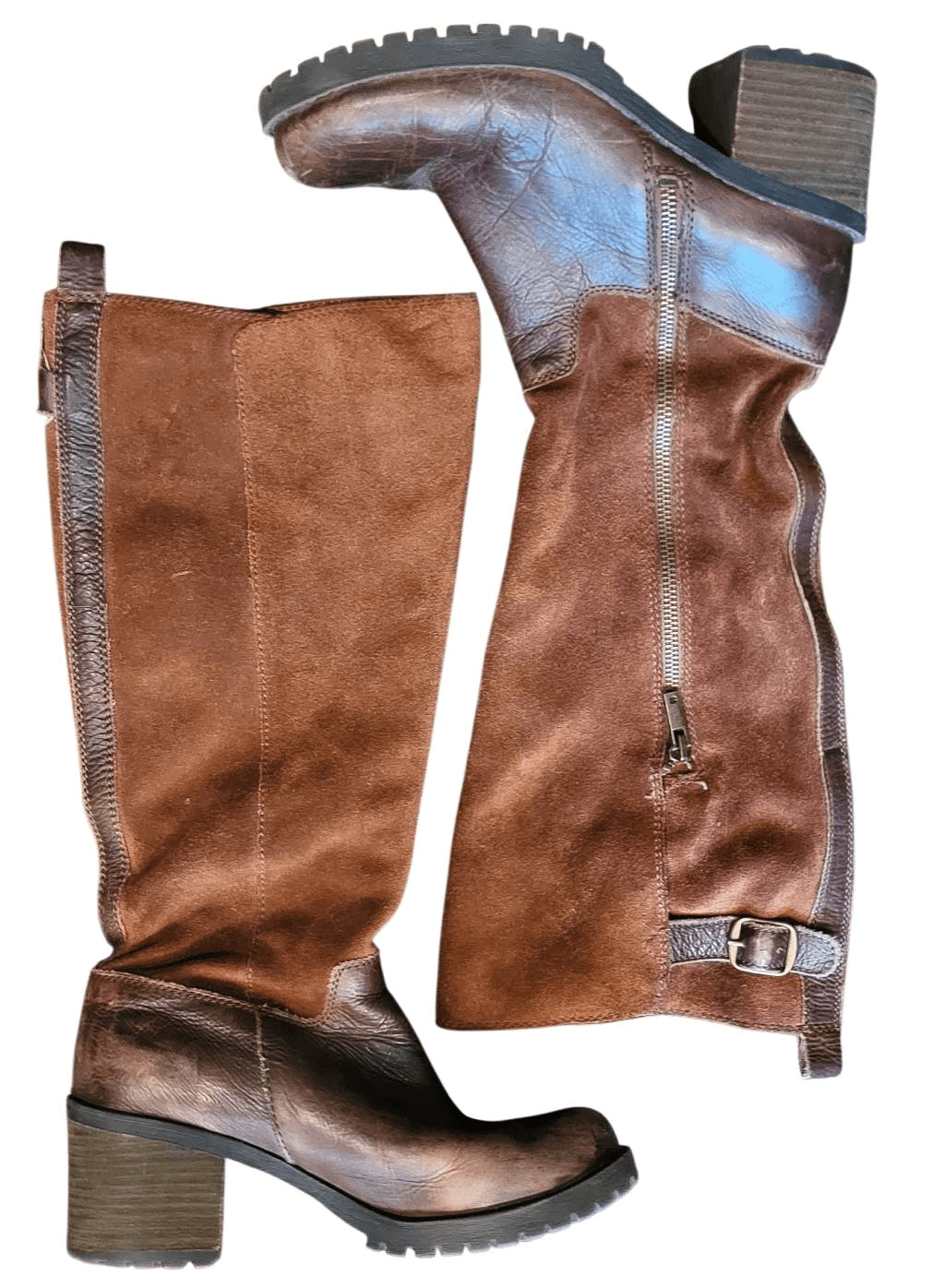 SAOLA Stivali donna marca Lucky 8 marroni suola a strappo nogales pelle scamosciata a pezzi alti