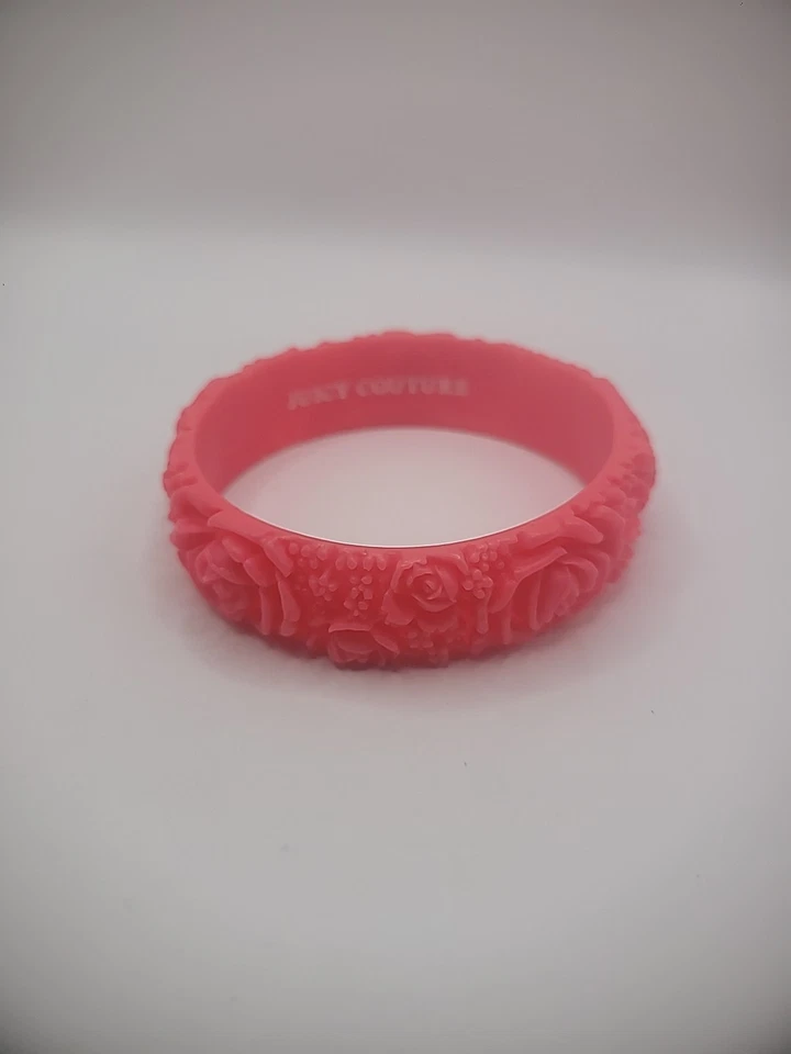 Brazalete Brazalete Vintage Juicy Couture Rosa Floral Repujado Joyería Disfraz Foto 3 de 4