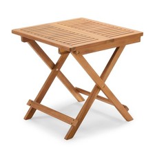 Folding Garden Side Table, Acacia Hardwood Outdoor Coffee Table, Vonhaus