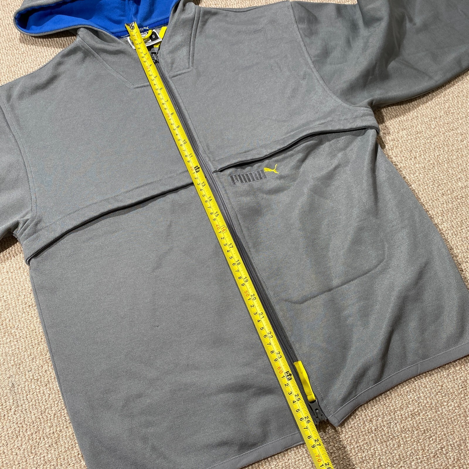 VINTAGE Puma Tracksuit Top Mens Small Loose Fit Grey Mesh Track Jacket 90s thumbnail 6