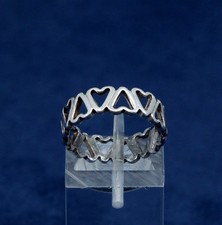 sz 6, vtg BY SS sterling silver handmade ring, 925 heart band