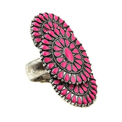 Treasure Navajo Stone Concho Ring Western Boho Statement Adjustable Jewelry