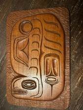 Vintage Yellow Cedar Carved “Killer Whale” Plaque - 1973 - Alaska