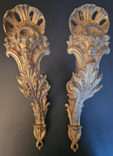 XIXe Paire Supports Tringle À Rideaux Bronze Signés JD Style Rocaille Louis XV