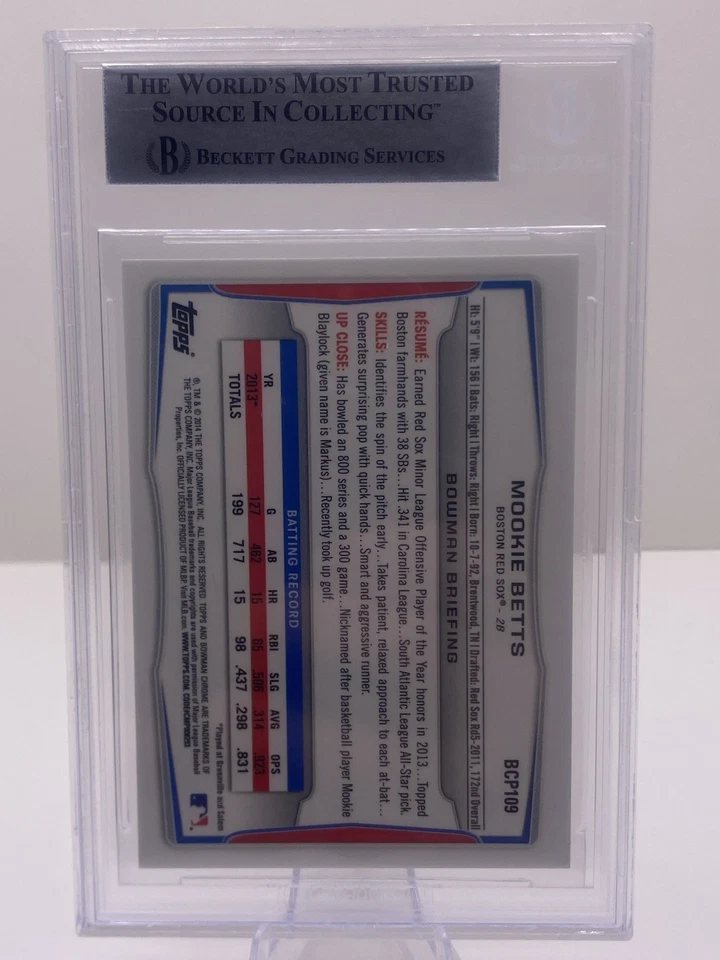 Bowman Prospects Chrome Mookie Betts 2014 #BCP109 (RC) autografiado Foto 2 de 2