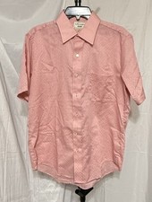 Vintage Arrow Kent Button Up Pink Shirt Mens Size 16 Short Sleeve