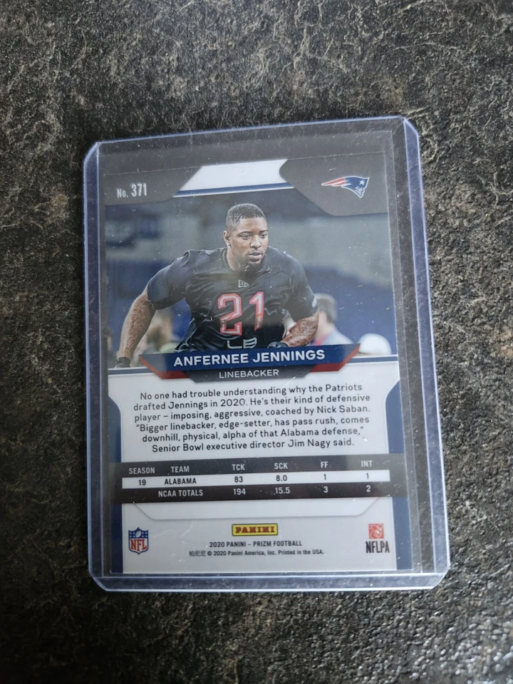 2020 Panini Prizm Rookie Anfernee Jennings Card# 371 - Image 2 of 2