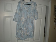 Miss Elaine Cottonessa Blue Floral Print Nightgown - Size 1X