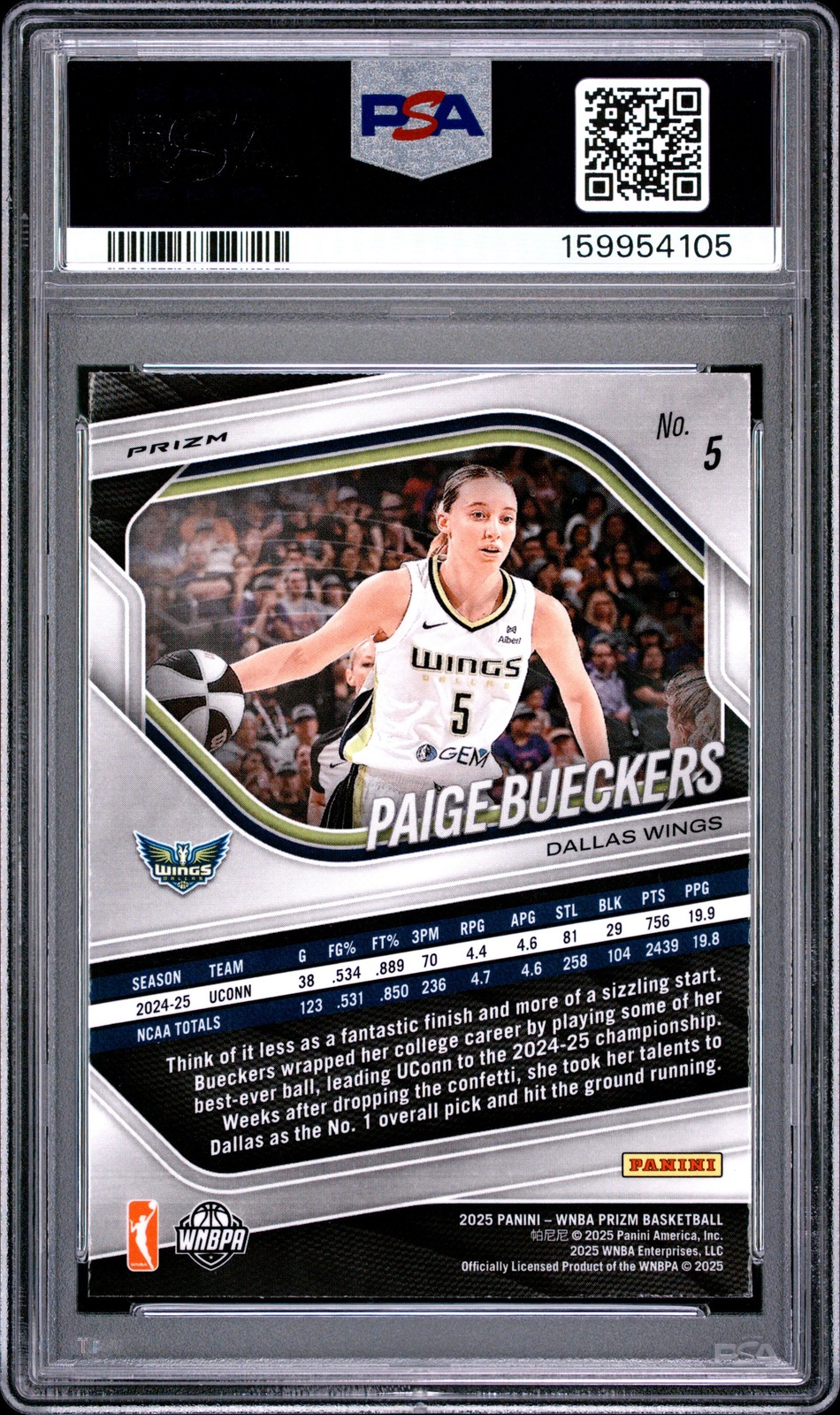 2025 PANINI PRIZM WNBA ICE #5 PAIGE BUECKERS ROOKIE RC PSA 9 view 2