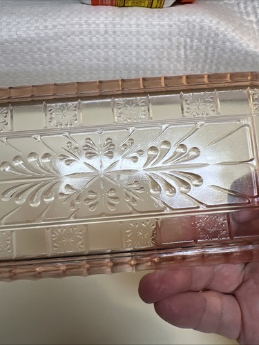 Vintage Jeanette Pink Doric Depression Glass Jewelry Trinket Relish Tray 9 Inch - Picture 8 of 15