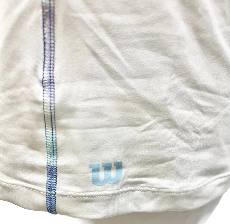 Camiseta sin mangas Wilson para mujer talla S blanca azul atlética pickleball tenis entrenamiento malla Foto 3 de 4