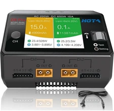 HOTA D6 Pro Lipo Battery Charger Smart Charger Dual Channel 15A AC200W DC650W...