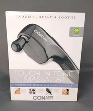 Conair Touch 'N Tone Handheld Massage Wand 4 Attachments Gentle Relax Relief