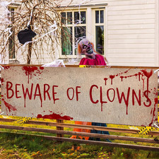 Halloween Clown Banner Outdoor, Beware of Clown Sign, Circus Decor