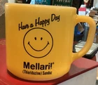 RARE VTG Smiley Face Yellow Coffee Mug Have a Happy Day Federal Glass Milk Glass