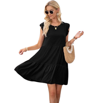 Sleeveless Short Dress   Layered Cake Design for Casual or Dressy Wear