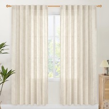 YoungsTex 78 Inch Length Linen Semi Sheer Curtains for Living Room, Boho Ligh...