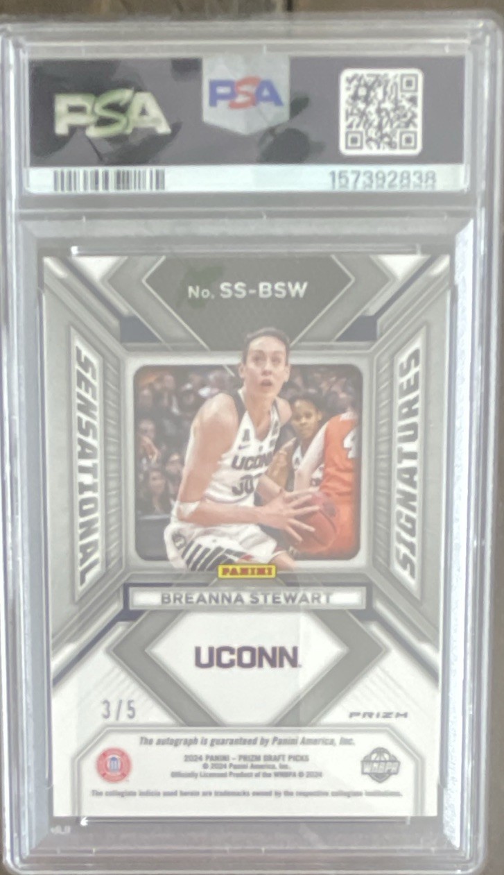 Panini 2024 Prizm Draft Picks Breanna Stewart SS-BSW Auto /5 PSA 10 view 2