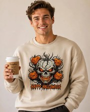 Halloween Skull Pumpkin Spooky Scary Fall Sweatshirt
