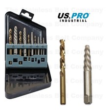 US PRO Industrial Cobalt HSS Left Hand Drill Bit Screw Extractor Set 10pc 7080