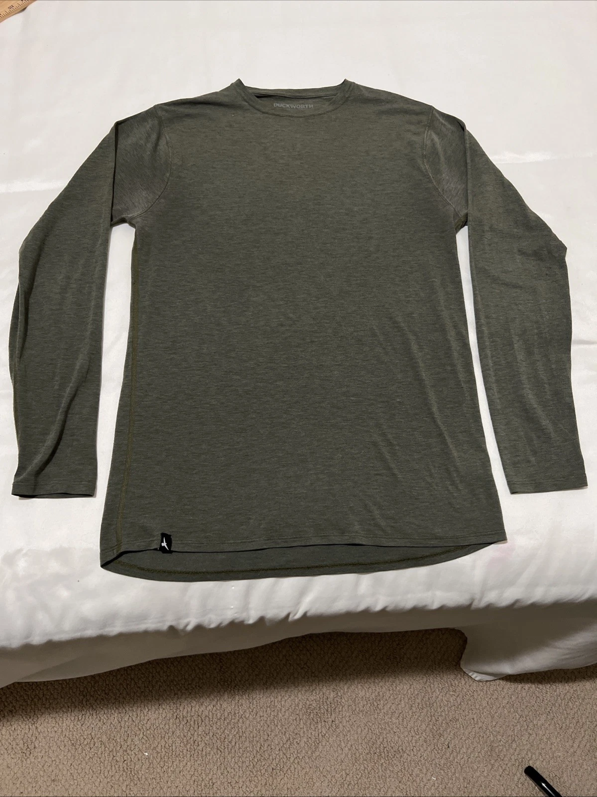 Duckworth Comet Crew Merino Wool/Polyester Longsleeve Mens S Olive Army Green