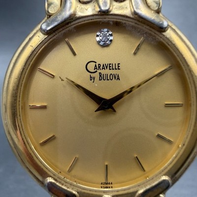 Bulova Caravelle Watch Men 34mm Champagne Dial Gold Tone  display picture 2