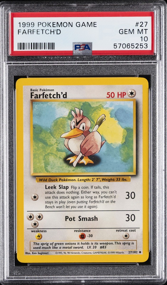 1999 POKEMON BASE SET UNLIMITED #27 FARFETCH'D PSA 10 | eBay