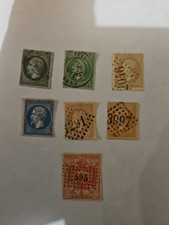 Lot 7 Timbres Empire Napoléon III Lauré 1c à 40c + Fiscal 1,50F GC Classiques 18