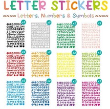 30 Sheets Small Letter Sticker, 3360 Alphabet 0.5 inch, Multicolored